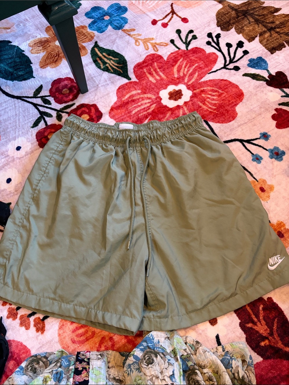 Nike Olive Green Athletic Shorts with Drawstring